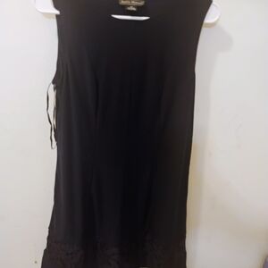 Black Sleeveless Dress with Lace Hem